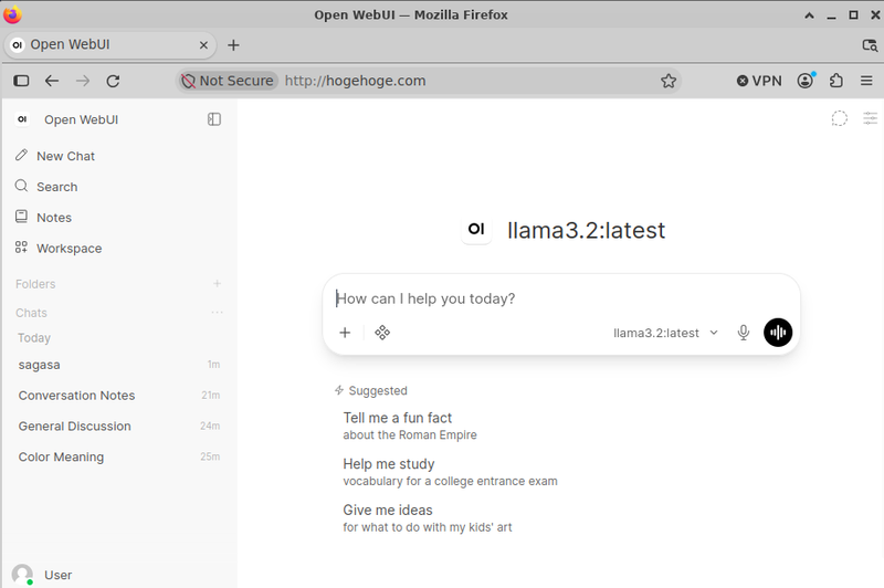 ubuntu上でのwebUIの画面