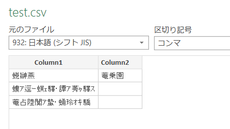 文字コードがあっていないとプレビュー画面でも文字化けになる