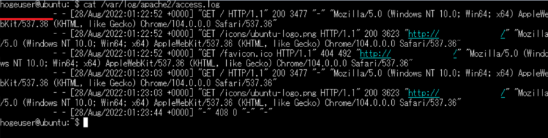 apacheのアクセスログ