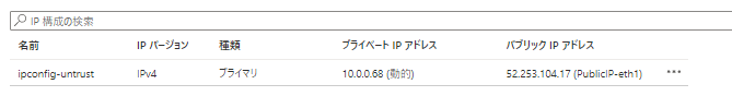 今回付与したパブリックIPの確認