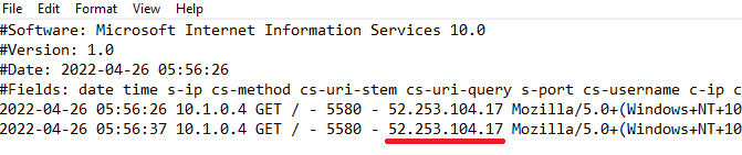 IIS側のログ確認結果